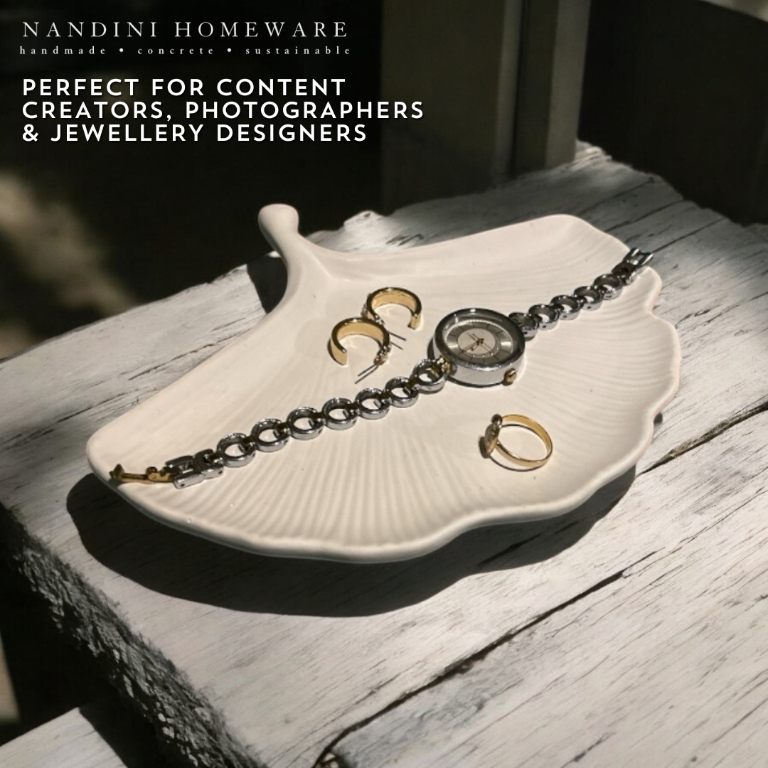 Concrete Leaf Trinket Tray, 18x14x0.5 cm (200g)