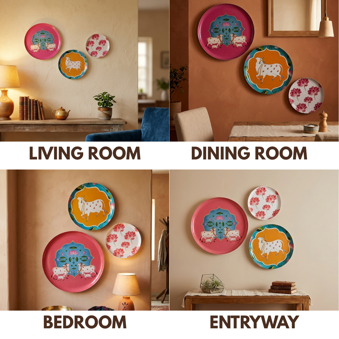 Metal Wall Plates - Cow Set of 3