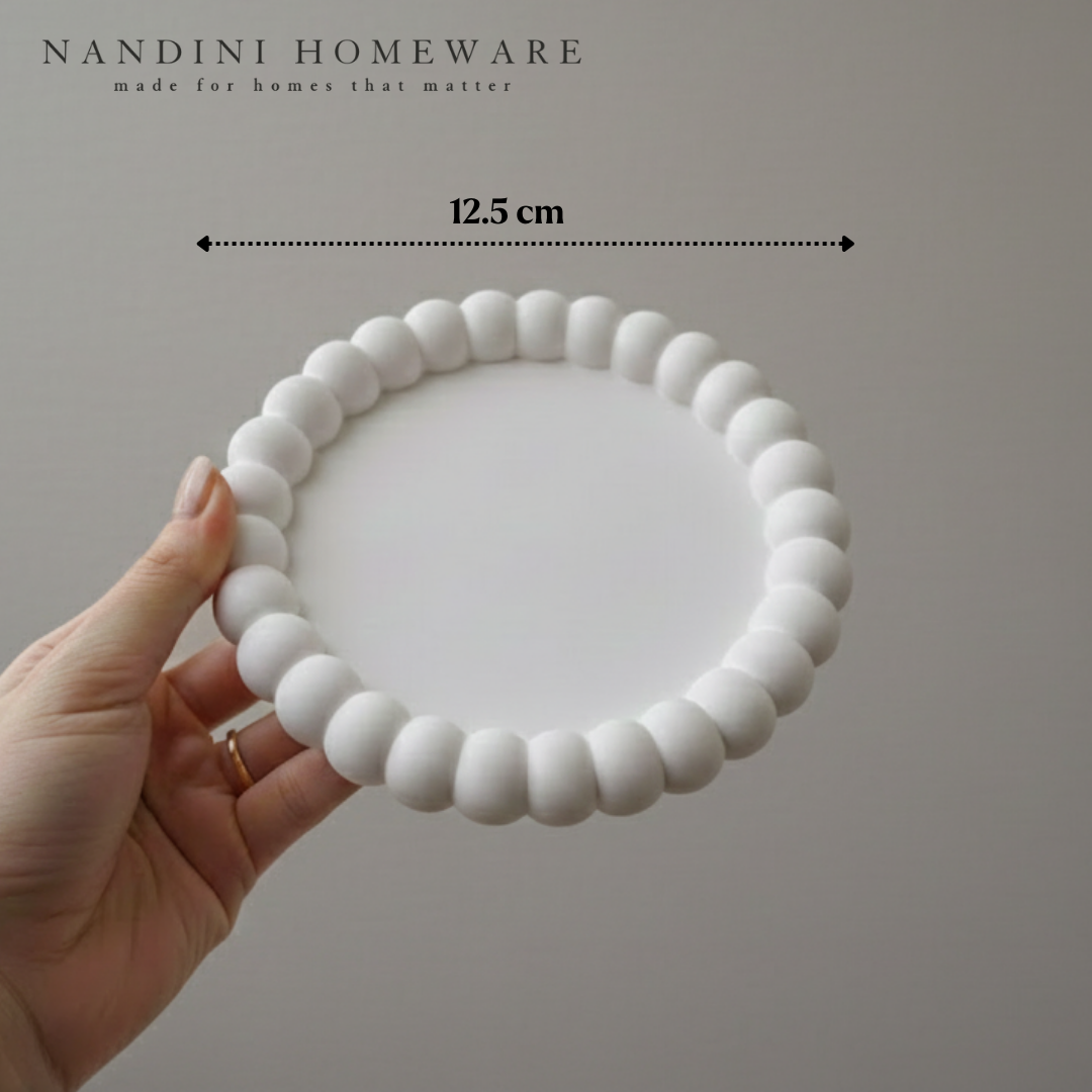 Concrete Round Small Bubble Tray, 13x13x1.5 cm (150g)