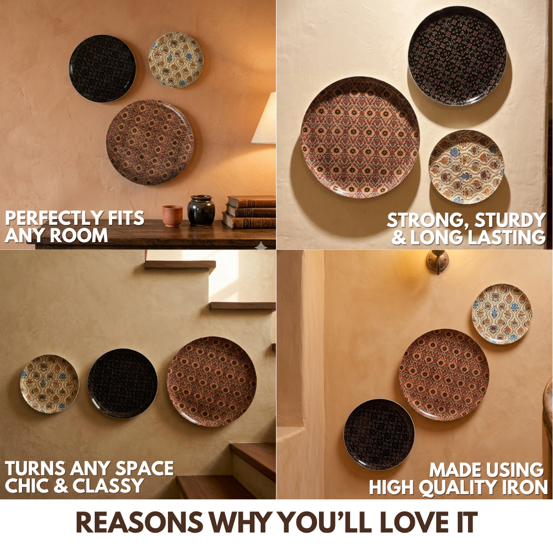 Metal Wall Plates - Patterned Set of 3