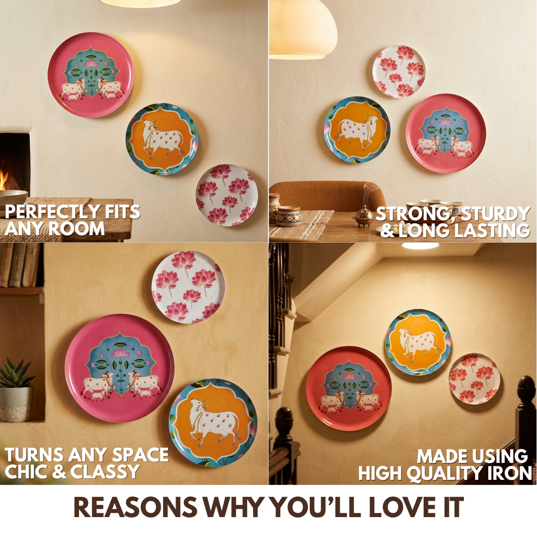 Metal Wall Plates - Cow Set of 3