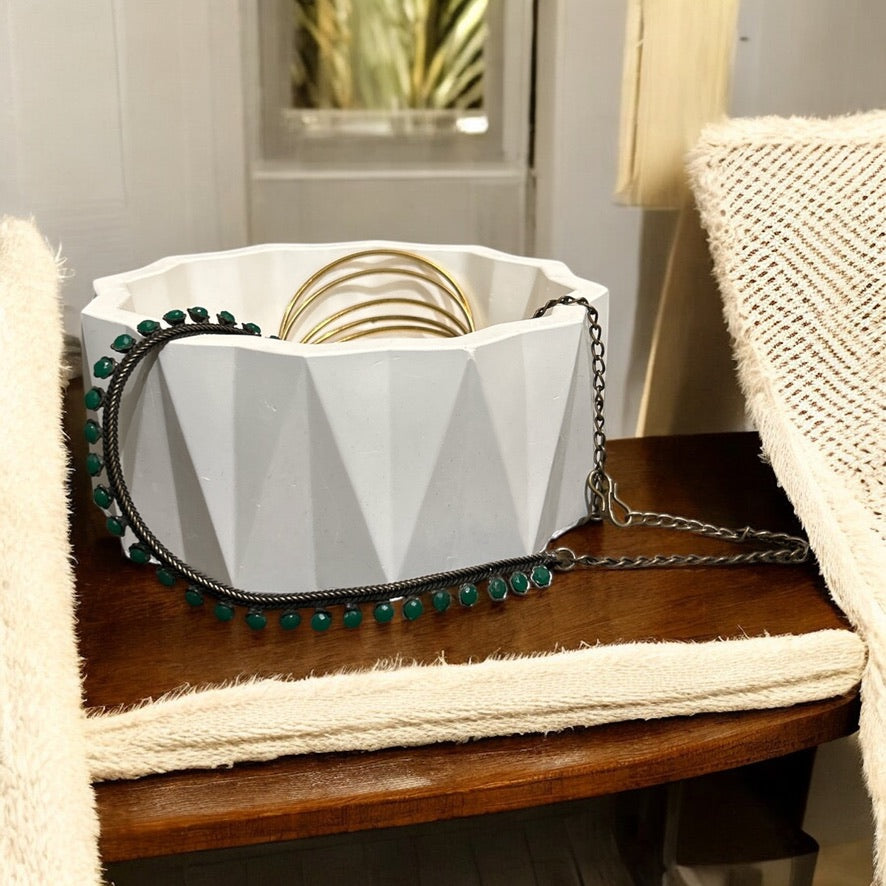 Concrete Straight Line Trinket Bowl, 14.5W x 6H cm (190g)