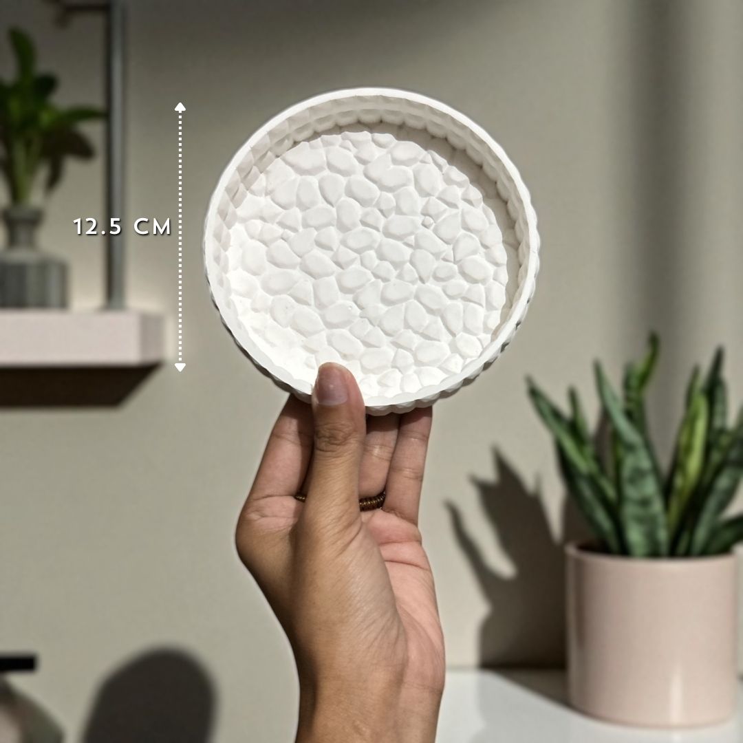 Concrete Stone Tray - Round, 12.5x12.5x2 cm(150g)