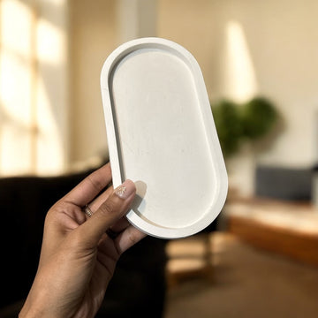 Concrete Oval Trinket Tray, 19.5x11x1 cm (200g)