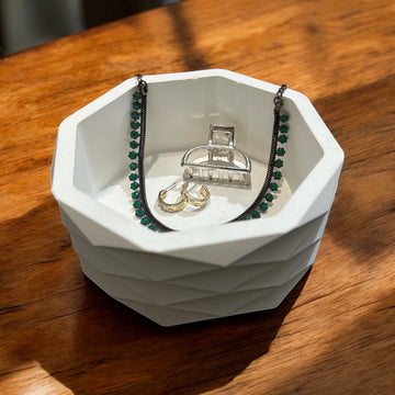 Concrete Criss-Cross Trinket Bowl, 14.5W x 6H cm (190g)