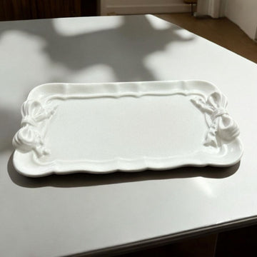 Concrete Rectangle Bow Trinket Tray, 19.5x11.5x2 cm (200g)