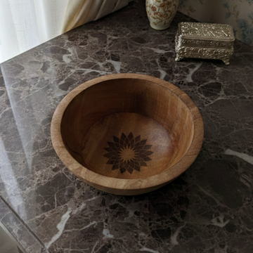 Wooden Floral Serving Bowl