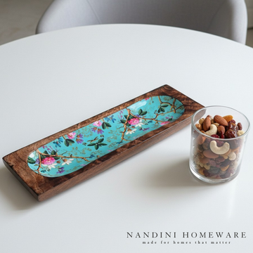 Wooden Teal Serving Tray