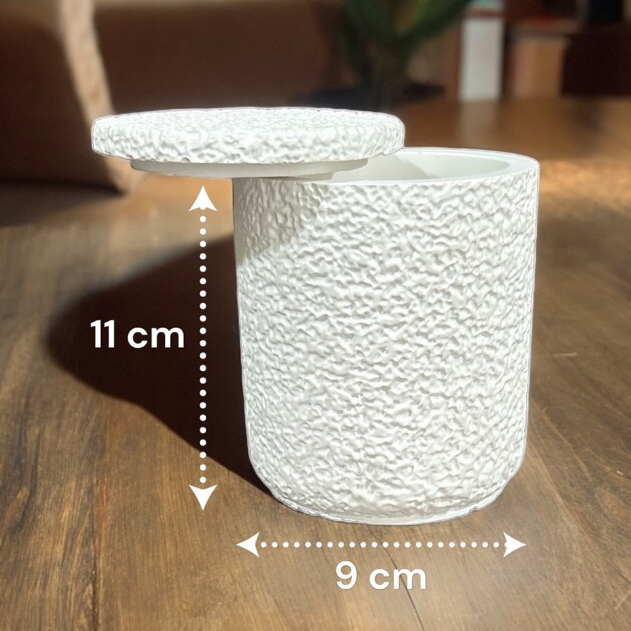 Textured Tall Trinket Jar, 9W x 9L x 11H cm