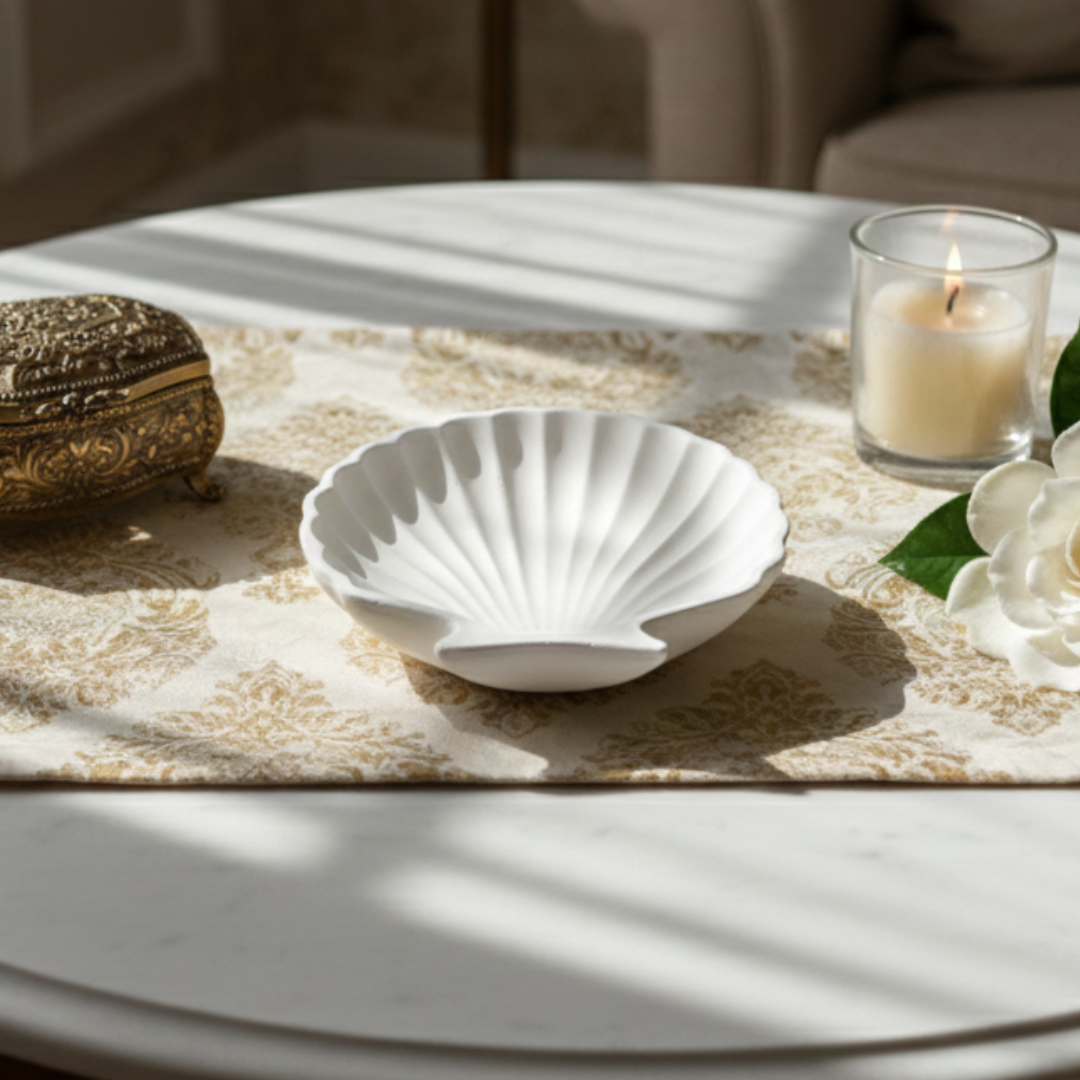 Concrete Shell Trinket Dish, 10.5x10.5x2 cm (50g)